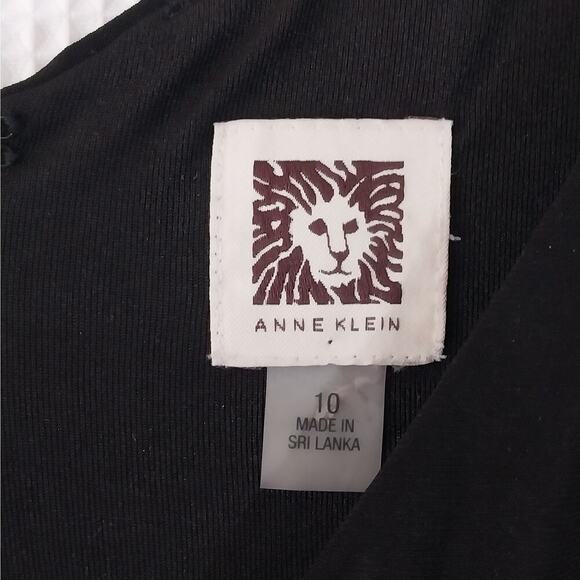 NWOT! ANNE KLEIN! GOLD LOGO WAIST BLACK DRAPEY STRETCH ONESIE, JUMPSUIT! SZ 10 - Picture 9 of 12